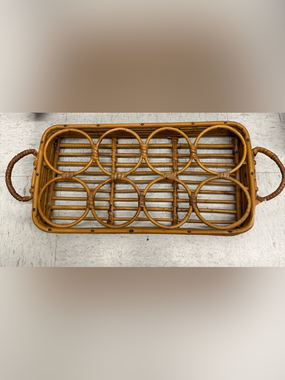 Vintage Bamboo Drink Caddy Holder
Rattan Serving Tray Holds 8